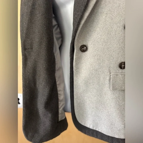 French Mauve, Gray Double-Breasted Coat, L - Picture 6 of 9